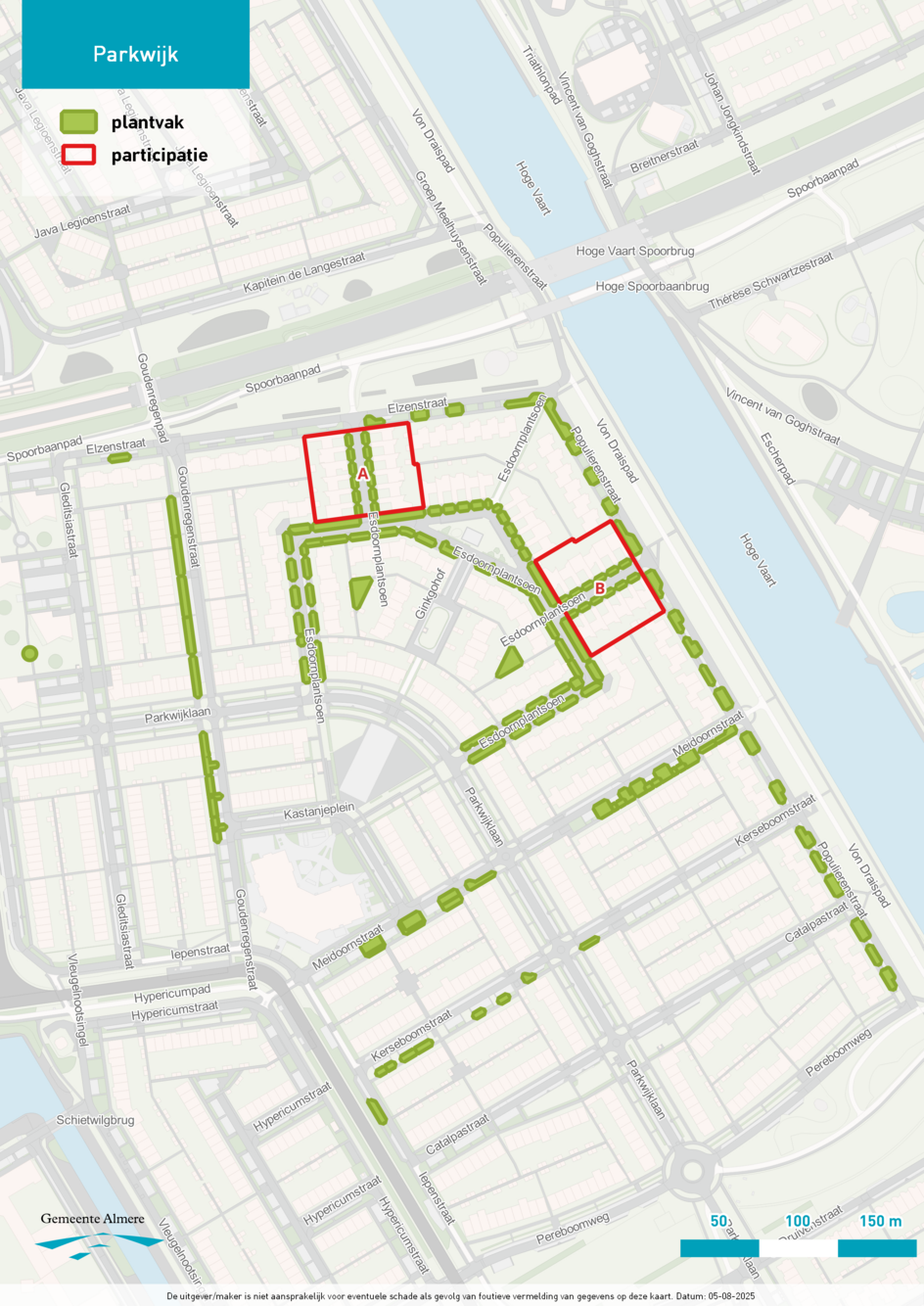 Kaart vervanging planten Parkwijk 2025