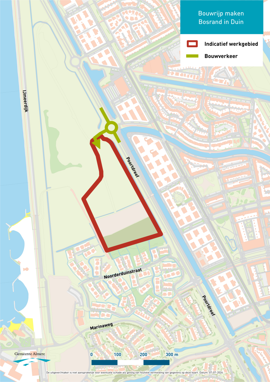 Bouwverkeer Poort werkzaamheden in de Bosrand