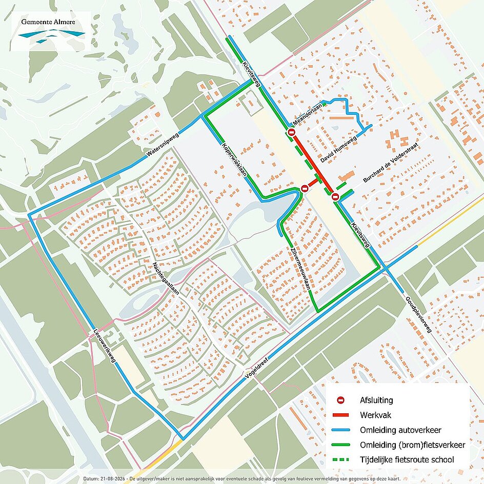 Werkzaamheden omleiding Kievitsweg-Goudvinklaan