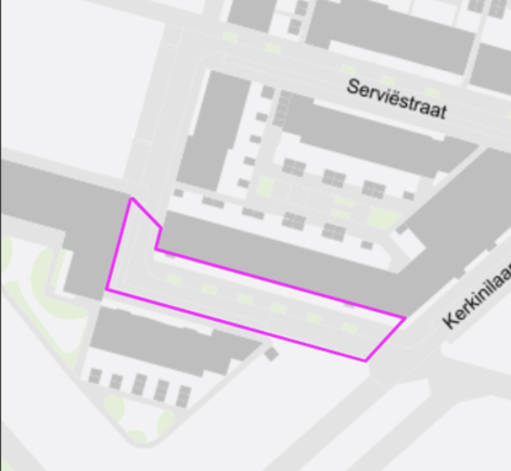 Gebied cameratoezicht Serviëstraat augustus en september 2026